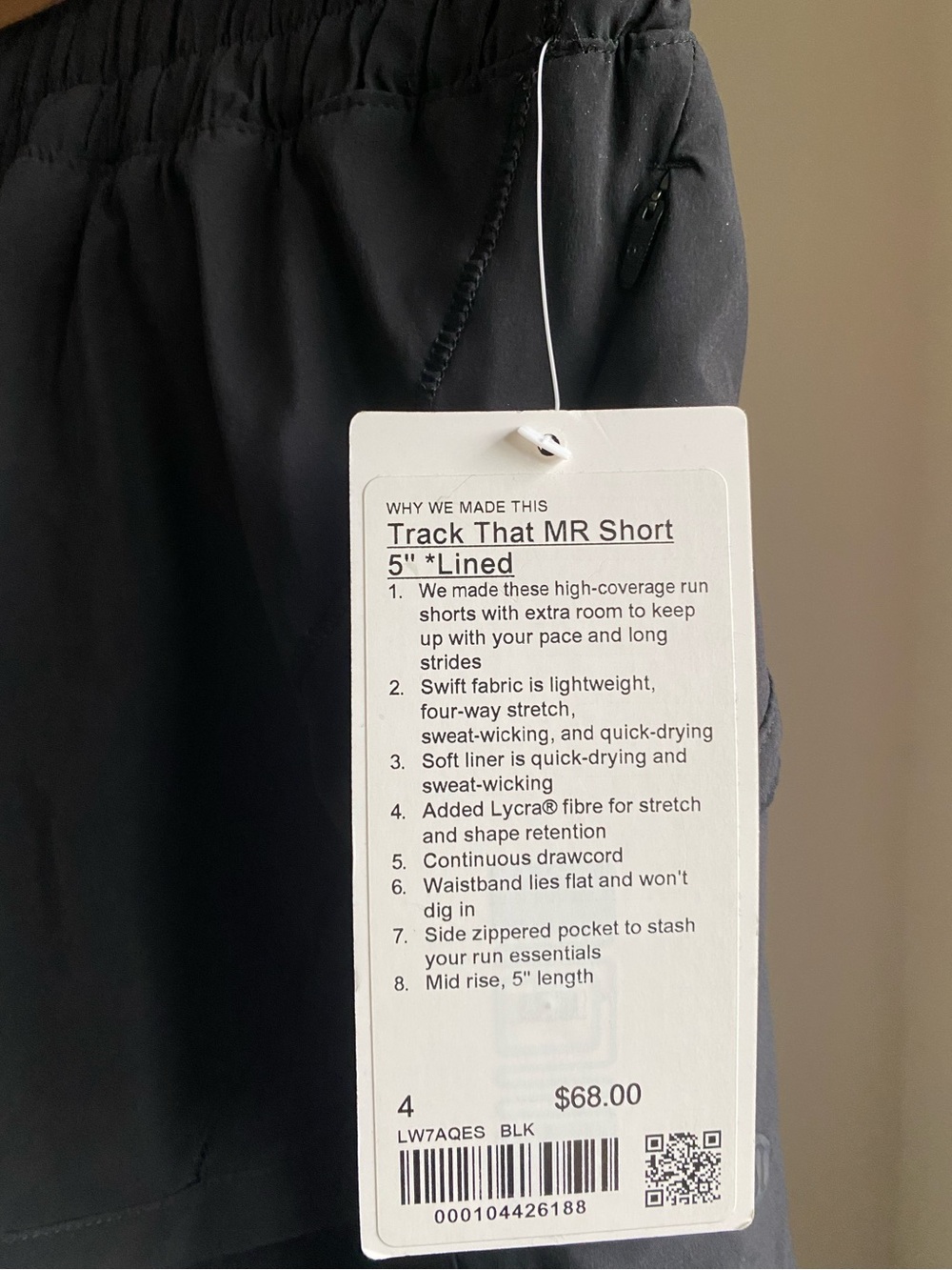 NWT Lululemon Track That MR 5” Black Size 4 - Picture 3 of 3